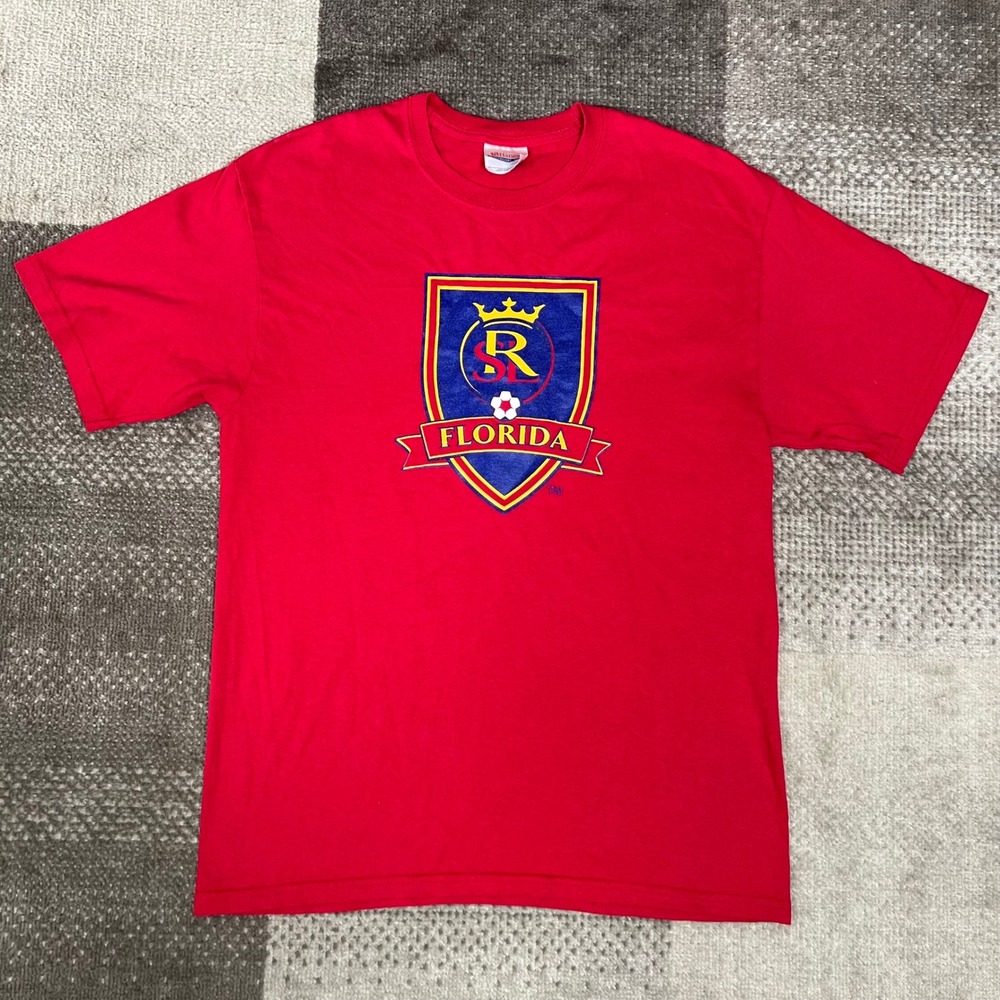 Vintage Hanes Heavyweight Real Salt Lake Florida Soccer T-Shirt Mens Medium Red